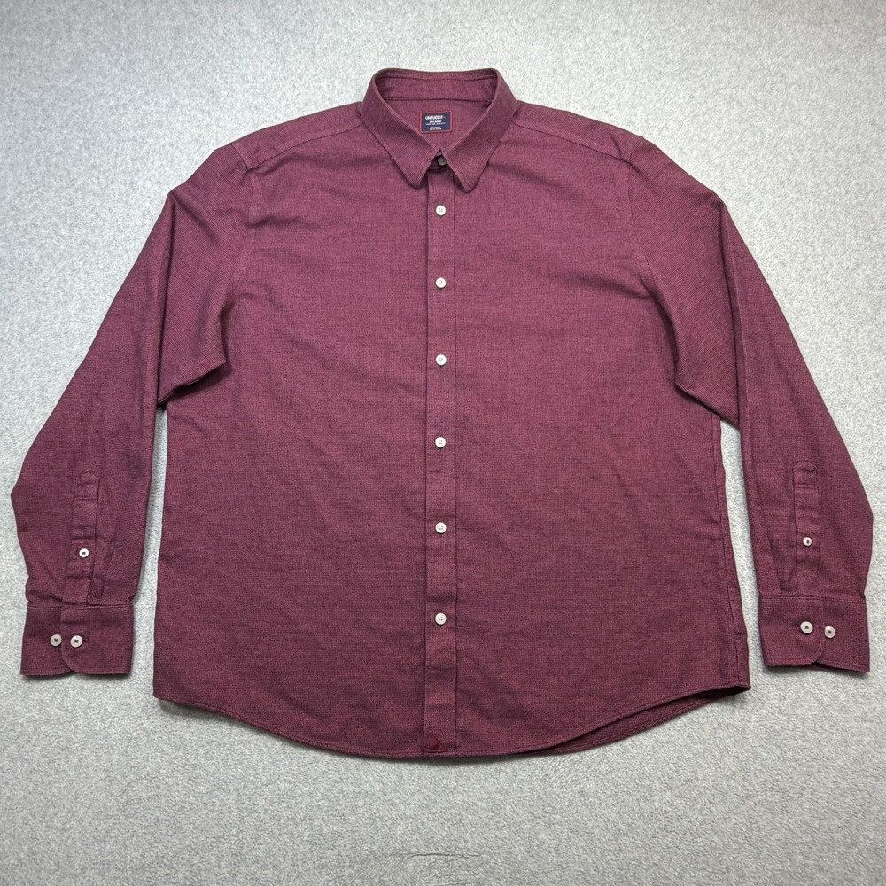 UNTUCKit Shirt Mens XXL Red Long Sleeve Button Up Veneto Wrinkle Free Blackberry